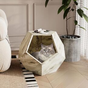 طاولة جانبية Cat Modern - 26 "MDF Pet Furniture متعددة الوظائف مع التخزين ، النهاية البيضاء ، يحمل 165 رطلاً in Kuwait