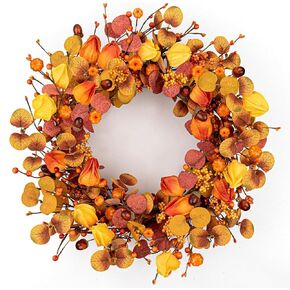 أكاليل سقوط للباب الأمامي 22 بوصة إكليل زهرة الخريف إكليل باب الخريف مع زهرة برية ديزي خشب البقس لحصاد عيد الشكر في الداخل ديكور المنزل in Kuwait