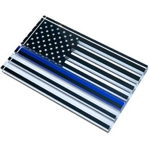 Thin Blue Line Acrylic Challenge Coin Display – American Flag Tabletop Stand for Law Enforcement, Police Officers, and Leo Coin Collectors in Saudi Arabia