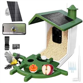 Smart Bird Feeder with Camera Solar Powered, 2K HD Bird Camera Feeder with AI Recognition 11000+ Birds, Night Vision Dual Solar Panels, 32GB SD Card, Outdoor Birdhouse Feeder Hummingbird Feeder in Saudi Arabia