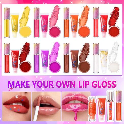 JCOOS LIP Gloss Make Kit ، 73pcs متعة صنع Kids Kids Ploss Kids الخاصة بك ، والمبتدئين ، ومجموعات Lipgloss للفتيات ، ومجموعة أحمر الشفاه DIY ، وقاعدة زيت الشفاه الرطبة ، والهدايا لفتيات توين ، والمراهقين ، والبنات ، والنساء in Kuwait