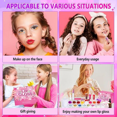 JCOOS LIP Gloss Make Kit ، 73pcs متعة صنع Kids Kids Ploss Kids الخاصة بك ، والمبتدئين ، ومجموعات Lipgloss للفتيات ، ومجموعة أحمر الشفاه DIY ، وقاعدة زيت الشفاه الرطبة ، والهدايا لفتيات توين ، والمراهقين ، والبنات ، والنساء in Kuwait