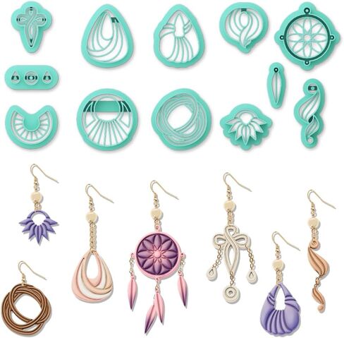 Origach 14 PCS Monstera يترك قواطع الطين ، يترك شكل النباتات الاستوائية قواطع الطين بوليمر تحت عنوان لصنع المجوهرات القرط in Saudi Arabia