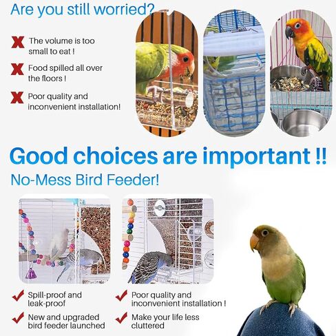 Bird Water Feeder for Cage, Transparent Acrylic Birds Cage Suspended Automatic Pet Bird Water Dispenser, Parakeet Feeder for Budgie Cockatiel Lovebirds Canary Finch Rabbit Conure Lovebirds in Saudi Arabia