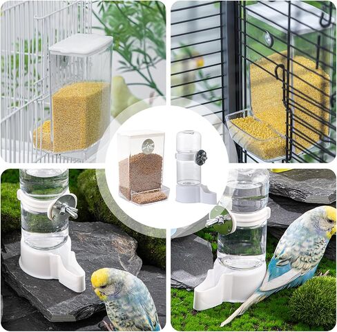 Bird Water Feeder for Cage, Transparent Acrylic Birds Cage Suspended Automatic Pet Bird Water Dispenser, Parakeet Feeder for Budgie Cockatiel Lovebirds Canary Finch Rabbit Conure Lovebirds in Saudi Arabia