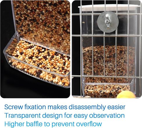 Bird Water Feeder for Cage, Transparent Acrylic Birds Cage Suspended Automatic Pet Bird Water Dispenser, Parakeet Feeder for Budgie Cockatiel Lovebirds Canary Finch Rabbit Conure Lovebirds in Saudi Arabia