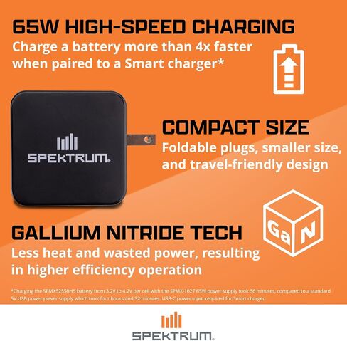 SPEKTRUM Accessories Smart G2 PowerStage حزمة: 810mAh 2S 50C Lipo Battery (IC2) ، شاحن S100 ، كتلة الطاقة 65W ، محول ، SPMXPSS210 in Kuwait