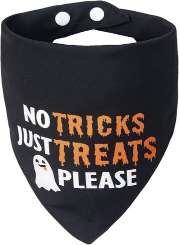 أزياء Bandanas الكلب في هالوين - لا حيل فقط - شعار مطبعية عطلات الحيوانات الأليفة Bandana Snap Button وشاح ، 30-75 رطل ، سلالة متوسطة وكبيرة in Kuwait