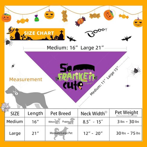 أزياء Bandanas الكلب في هالوين - لا حيل فقط - شعار مطبعية عطلات الحيوانات الأليفة Bandana Snap Button وشاح ، 30-75 رطل ، سلالة متوسطة وكبيرة in Kuwait