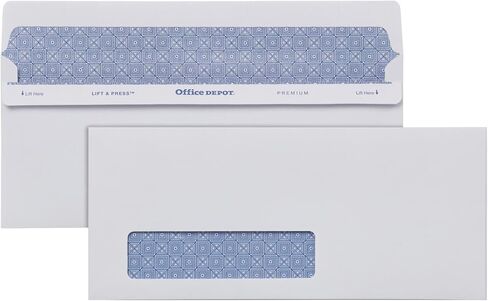 Office Depot 100% Recycled Lift Press(TM) Window Envelopes, #10 (4 1/8in. x 9 1/2in.), White, Pack Of 500, 76171 in Saudi Arabia
