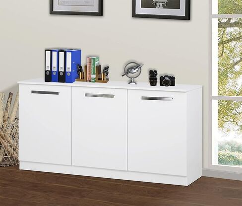 Saint Birch Alaska Wood 3 Door Credenza File Cabinet in White in Saudi Arabia