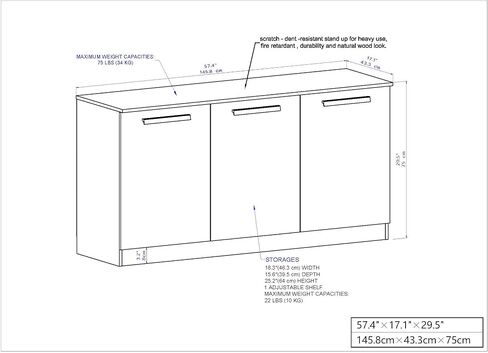 Saint Birch Alaska Wood 3 Door Credenza File Cabinet in White in Saudi Arabia