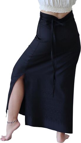 RaanPahMuang Authentic Thai Silk Wrap Skirt Waist Ties Leg Slit Traditional Art in Saudi Arabia