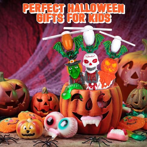 ArtCreativity Halloween Spinner Wands with Sounds - Set of 3 LED Wands, Witch, Pumpkin, Skull for Kids in Saudi Arabia
