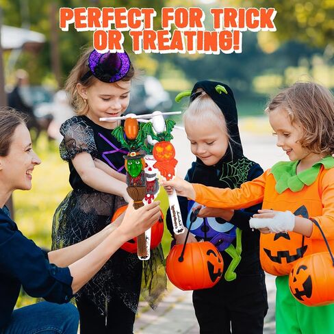 ArtCreativity Halloween Spinner Wands with Sounds - Set of 3 LED Wands, Witch, Pumpkin, Skull for Kids in Saudi Arabia