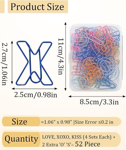 52 Pcs Stainless Steel Paper Clips - Alphabet Letter Clips for Office & School with Storage Box Assorted Color(Holiday Series) in Saudi Arabia