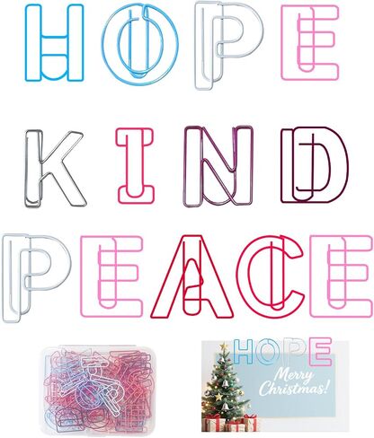 52 Pcs Stainless Steel Paper Clips - Alphabet Letter Clips for Office & School with Storage Box Assorted Color(Holiday Series) in Saudi Arabia