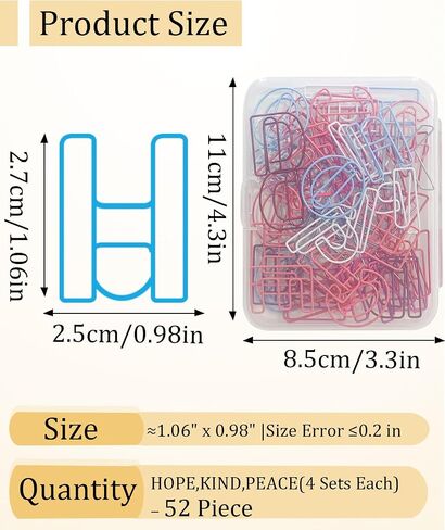 52 Pcs Stainless Steel Paper Clips - Alphabet Letter Clips for Office & School with Storage Box Assorted Color(Holiday Series) in Saudi Arabia