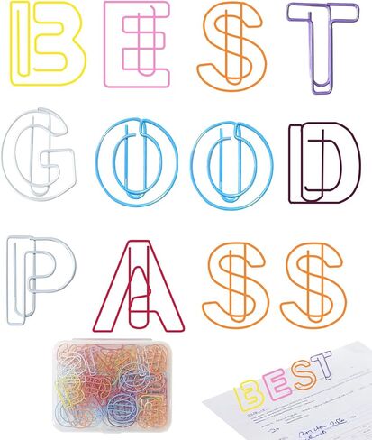 52 Pcs Stainless Steel Paper Clips - Alphabet Letter Clips for Office & School with Storage Box Assorted Color(Holiday Series) in Saudi Arabia