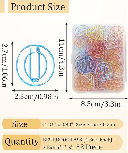 52 Pcs Stainless Steel Paper Clips - Alphabet Letter Clips for Office & School with Storage Box Assorted Color(Holiday Series) in Saudi Arabia