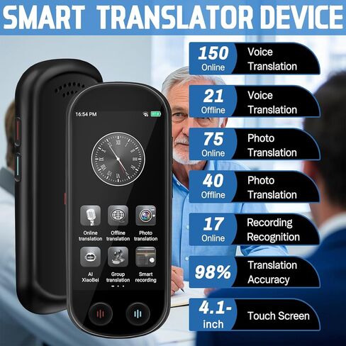 NICEWIN Language Translator Device - Real Time Translation Device with 150+ Languages, Upgraded Ai Translator No WiFi Needed, Offline Recording Photo Input Translation for Travel Business Learning in Kuwait