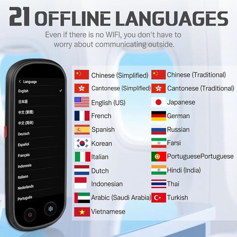 NICEWIN Language Translator Device - Real Time Translation Device with 150+ Languages, Upgraded Ai Translator No WiFi Needed, Offline Recording Photo Input Translation for Travel Business Learning in Kuwait