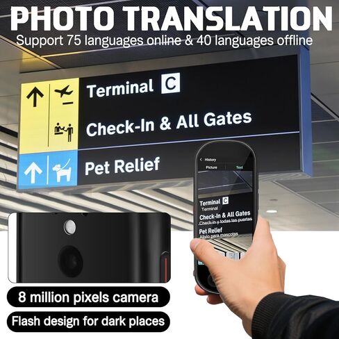 NICEWIN Language Translator Device - Real Time Translation Device with 150+ Languages, Upgraded Ai Translator No WiFi Needed, Offline Recording Photo Input Translation for Travel Business Learning in Kuwait