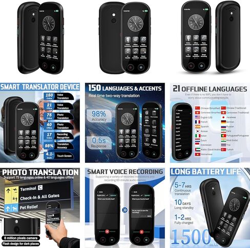 NICEWIN Language Translator Device - Real Time Translation Device with 150+ Languages, Upgraded Ai Translator No WiFi Needed, Offline Recording Photo Input Translation for Travel Business Learning in Kuwait