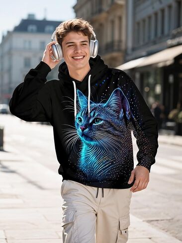 Aueoero 3D Print Hoodies for Teen Boys Pullover Hoodie Sweatshirt for Birthday Gift in Kuwait