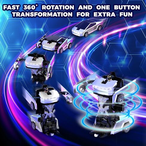 تحويل لعبة RC Cyber ​​Pickup Truck Cars Robot Robot للأطفال ، سيارة التحكم عن بُعد 2.4 جيجا هرتز مع تشوه واحد بزخرفة 360 درجة ، أضواء عيد الميلاد ، هدايا عيد الميلاد للأولاد 4-7-8-12 （1:18） in Kuwait