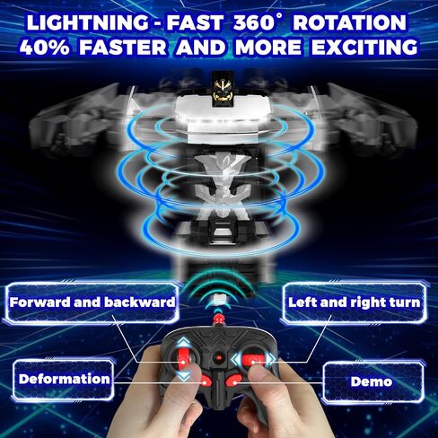تحويل لعبة RC Cyber ​​Pickup Truck Cars Robot Robot للأطفال ، سيارة التحكم عن بُعد 2.4 جيجا هرتز مع تشوه واحد بزخرفة 360 درجة ، أضواء عيد الميلاد ، هدايا عيد الميلاد للأولاد 4-7-8-12 （1:18） in Kuwait