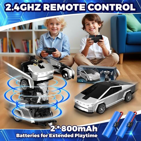 تحويل لعبة RC Cyber ​​Pickup Truck Cars Robot Robot للأطفال ، سيارة التحكم عن بُعد 2.4 جيجا هرتز مع تشوه واحد بزخرفة 360 درجة ، أضواء عيد الميلاد ، هدايا عيد الميلاد للأولاد 4-7-8-12 （1:18） in Kuwait