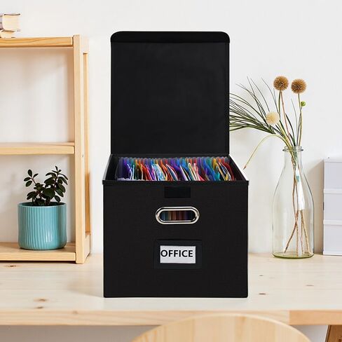 File Organizer Box with Folder, 25 Pockets Accordion File Organizer with Colored Labels, Upgraded & Portable File Folders for Home, Office, School, Dark Grey in Saudi Arabia