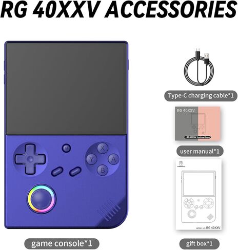 RG40XX V RETRO GAME CONSOLE CONSOLE 4 بوصة 640*480 شاشة IPS 3200MAH CARD 64G TF تدعم عدة محاكاة نظام Linux (Black- 64g) in Kuwait