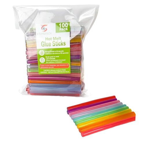 عصي الغراء الهجينة المتوهج في الظلام ، مواد EVA ، لمشاريع الإصلاح واللصق العامة للحرف DIY ، حزمة من 100 ، 5 ألوان 0.27in*4in in Kuwait