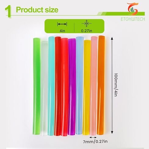 عصي الغراء الهجينة المتوهج في الظلام ، مواد EVA ، لمشاريع الإصلاح واللصق العامة للحرف DIY ، حزمة من 100 ، 5 ألوان 0.27in*4in in Kuwait