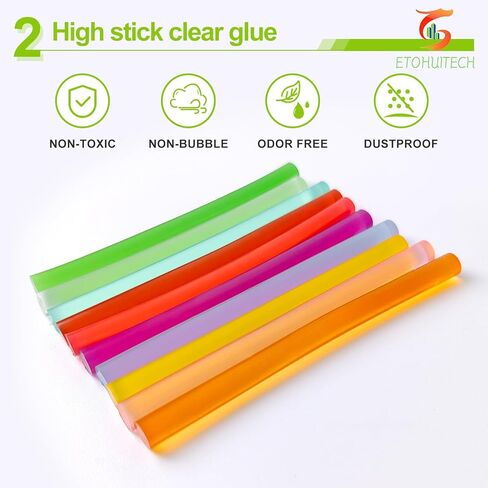 عصي الغراء الهجينة المتوهج في الظلام ، مواد EVA ، لمشاريع الإصلاح واللصق العامة للحرف DIY ، حزمة من 100 ، 5 ألوان 0.27in*4in in Kuwait