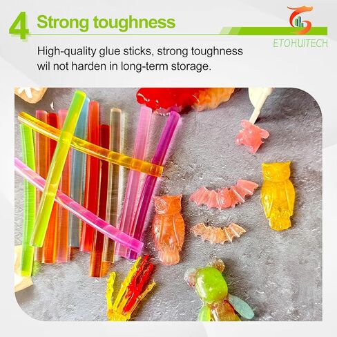 عصي الغراء الهجينة المتوهج في الظلام ، مواد EVA ، لمشاريع الإصلاح واللصق العامة للحرف DIY ، حزمة من 100 ، 5 ألوان 0.27in*4in in Kuwait