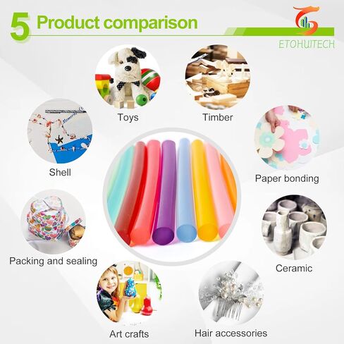 عصي الغراء الهجينة المتوهج في الظلام ، مواد EVA ، لمشاريع الإصلاح واللصق العامة للحرف DIY ، حزمة من 100 ، 5 ألوان 0.27in*4in in Kuwait