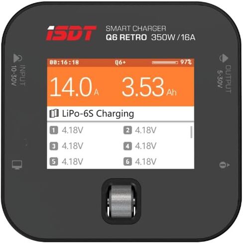 ISDT Q6 Retro Lipo Battery Charger Discharger DC 350W 16A شاحن بطارية SMART RC لـ 2 ~ 6S LITHV LIHV LIFE NIMH NI-CD/PB LIPO BATTION in Saudi Arabia