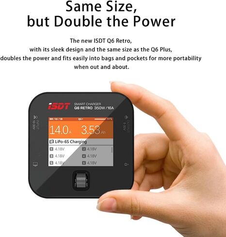 ISDT Q6 Retro Lipo Battery Charger Discharger DC 350W 16A شاحن بطارية SMART RC لـ 2 ~ 6S LITHV LIHV LIFE NIMH NI-CD/PB LIPO BATTION in Saudi Arabia
