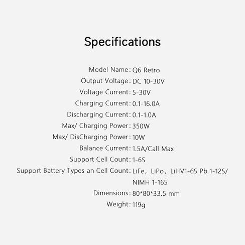 ISDT Q6 Retro Lipo Battery Charger Discharger DC 350W 16A شاحن بطارية SMART RC لـ 2 ~ 6S LITHV LIHV LIFE NIMH NI-CD/PB LIPO BATTION in Saudi Arabia