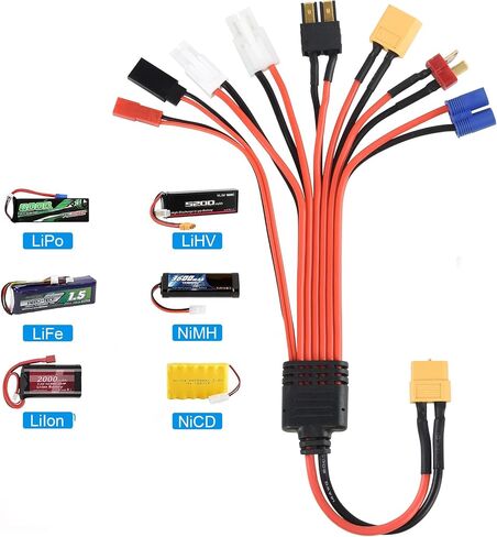 RC Lipo Battery Charger Adapter Connector Wire 8 in 1-موصل عالمي إلى كبل توصيل XT60 لـ TRX و T-Plug و Futaba و Tamiya Mini و Xt60 و EC3 و JST و Tamiya in Kuwait