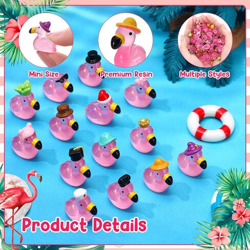 48 Pcs Mini Flamingos 14 Styles Luminous Mini Resin Animals Tiny Flamingos Cute Tny Resin Animals Flamingo Figurine for Garden Dollhouse Home Office Landscape Party Cake Decor in Kuwait