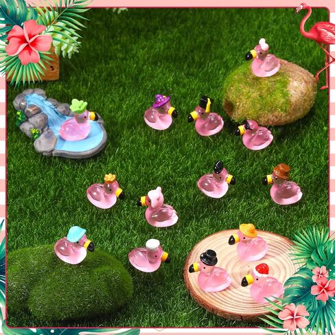 48 Pcs Mini Flamingos 14 Styles Luminous Mini Resin Animals Tiny Flamingos Cute Tny Resin Animals Flamingo Figurine for Garden Dollhouse Home Office Landscape Party Cake Decor in Kuwait