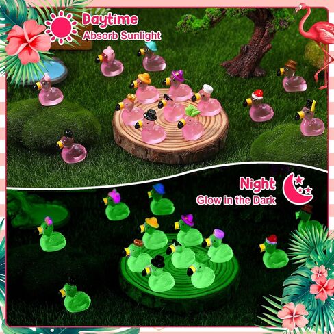 48 Pcs Mini Flamingos 14 Styles Luminous Mini Resin Animals Tiny Flamingos Cute Tny Resin Animals Flamingo Figurine for Garden Dollhouse Home Office Landscape Party Cake Decor in Kuwait