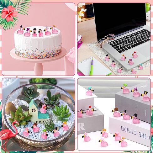 48 Pcs Mini Flamingos 14 Styles Luminous Mini Resin Animals Tiny Flamingos Cute Tny Resin Animals Flamingo Figurine for Garden Dollhouse Home Office Landscape Party Cake Decor in Kuwait