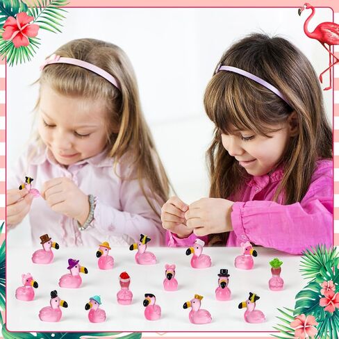 48 Pcs Mini Flamingos 14 Styles Luminous Mini Resin Animals Tiny Flamingos Cute Tny Resin Animals Flamingo Figurine for Garden Dollhouse Home Office Landscape Party Cake Decor in Kuwait