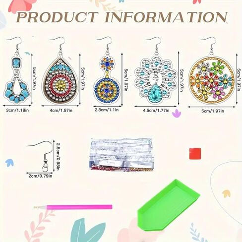 ndnxyxgs 10 أزواج من أقراط الماس ، أدوات حرك فن الماس DIY للبالغين ، هدايا زخرفة DIY لطيفة لأعياد الميلاد ، عيد الميلاد ، عيد الشكر. (اثنين) in Kuwait