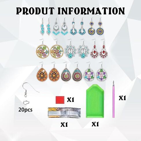 ndnxyxgs 10 أزواج من أقراط الماس ، أدوات حرك فن الماس DIY للبالغين ، هدايا زخرفة DIY لطيفة لأعياد الميلاد ، عيد الميلاد ، عيد الشكر. (اثنين) in Kuwait